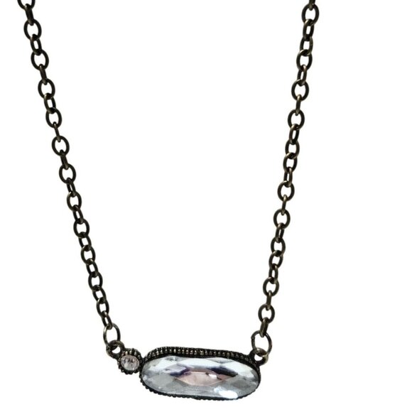 Vintage Elegant Oval Crystal Pendant Necklace Classic Fashion Jewelry Women - Picture 1 of 8